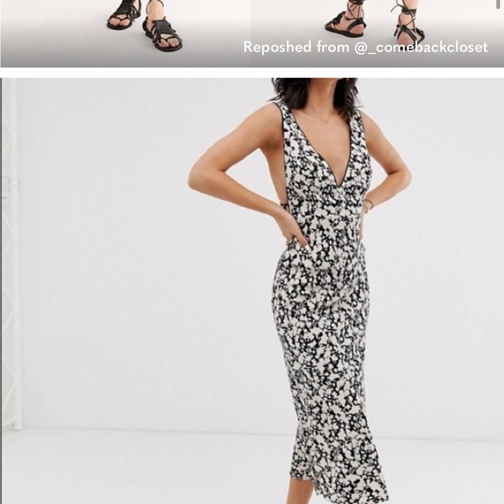 Free People Floral Black and White Dress